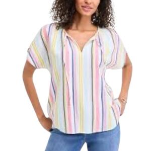 Style & Co Colorful Striped peasant Top XXL Pink Blue